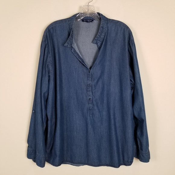Bandolino Long Sleeve Chambray Shirt Top XL - Picture 1 of 3